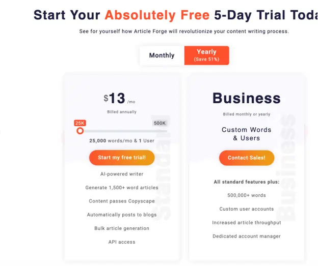 Article forge 5 -day free trial