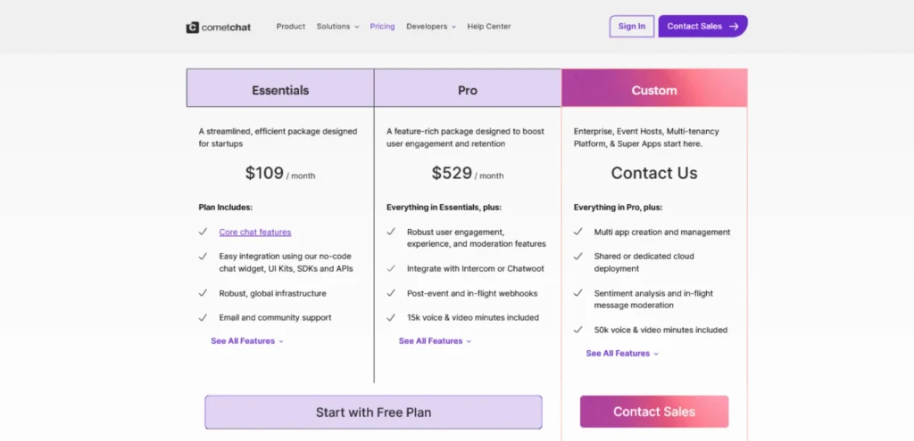 Cometchat pricing