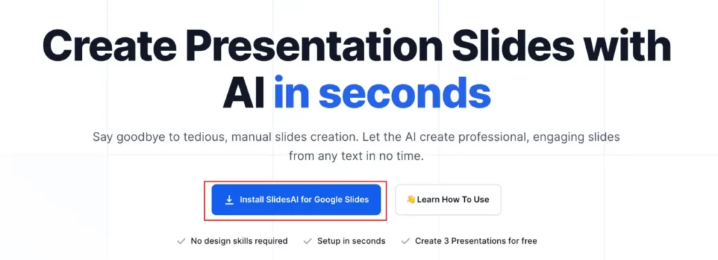 Create new presentaion with Slides AI