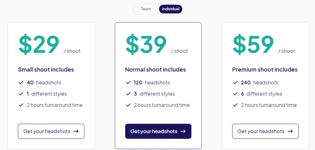HeadshotPro pricing