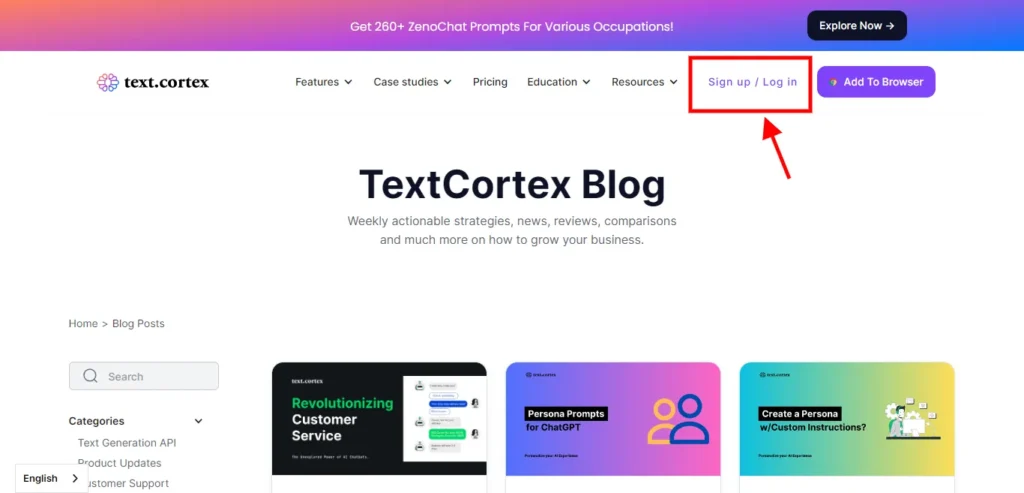 Textcortex homepage