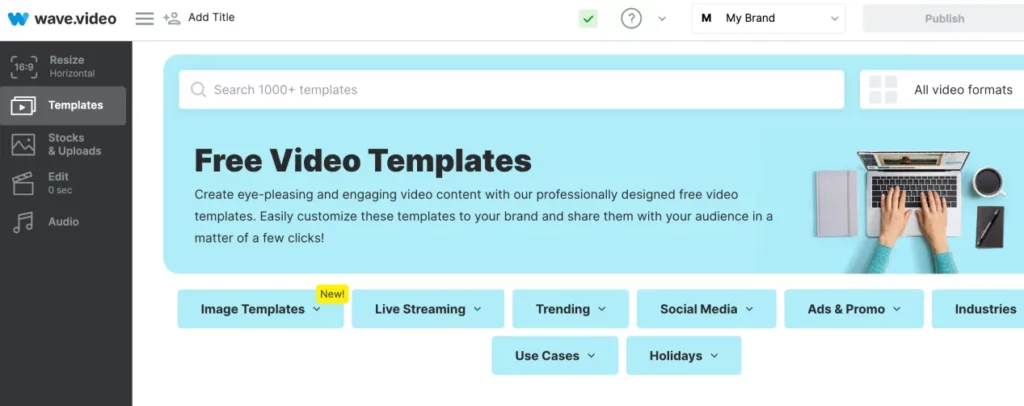 Choose Template in Wave.video