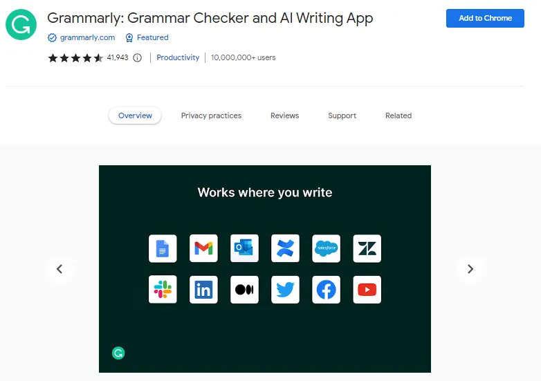 Grammarly Chrome Extension