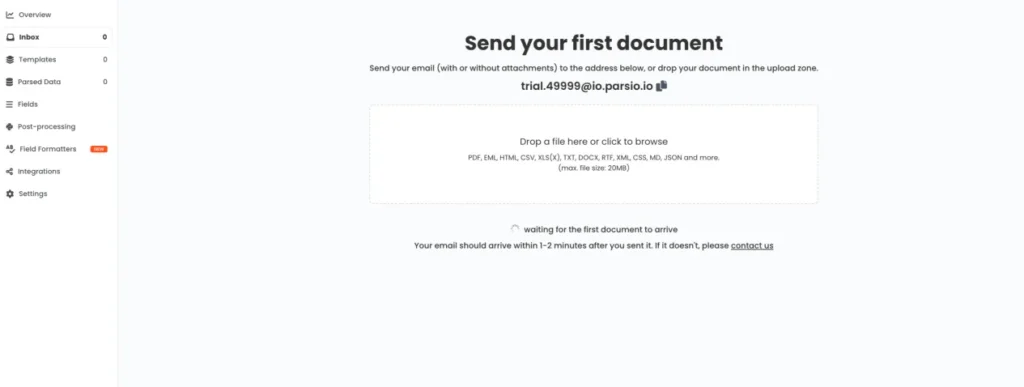 Send email with Parsio