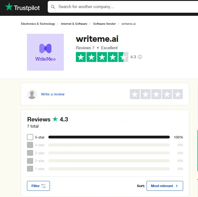 WriteMe Customer Reviews
