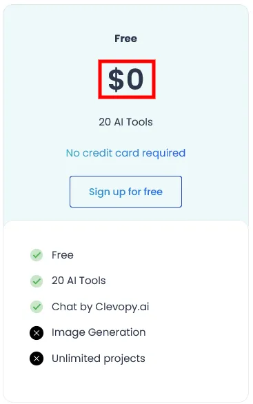 Clevopy.AI Free plan
