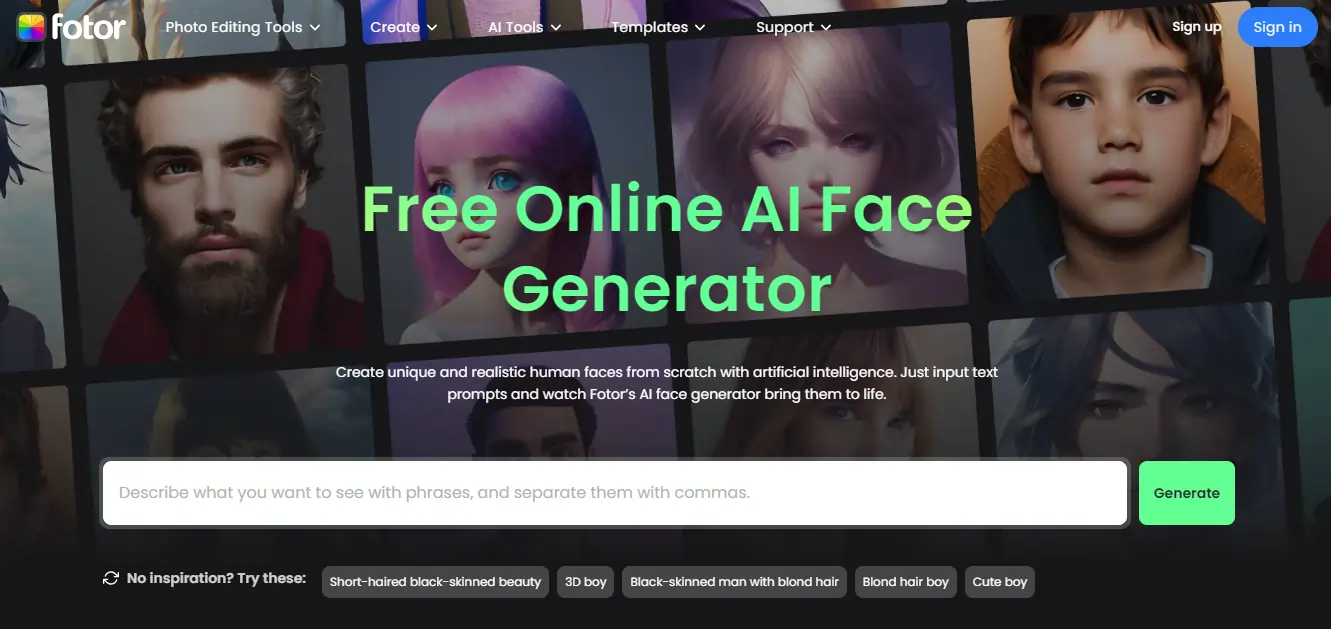 Fotor AI Face Generator