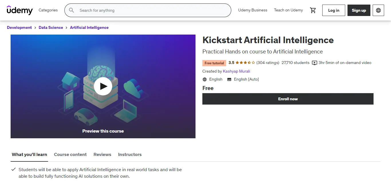 Kickstart Artificial Intelligence by Udemy