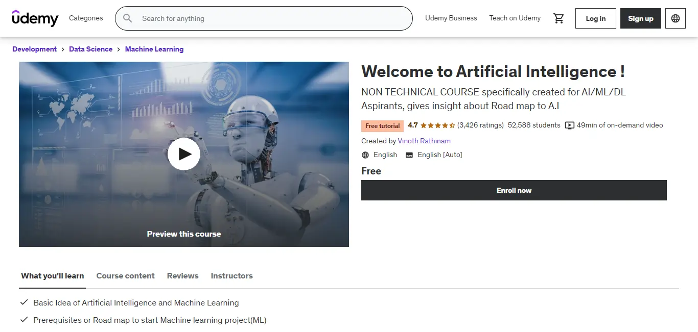 Welcome to Artificial Intelligence by Udemy