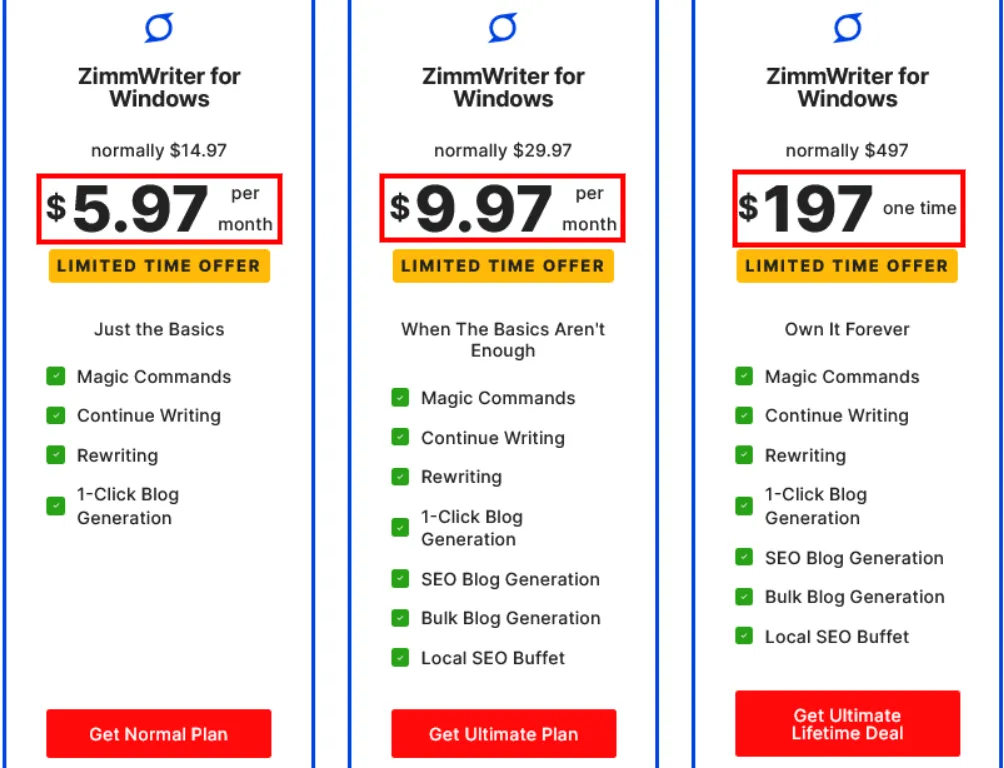 ZimmWriter Pricing Plans