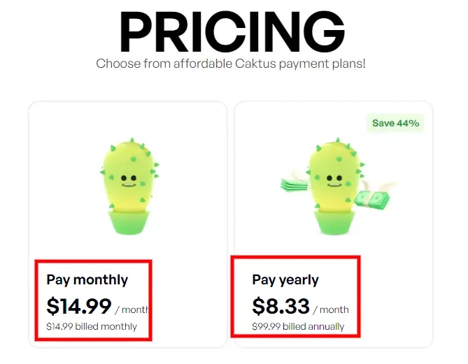 Caktus AI pricing