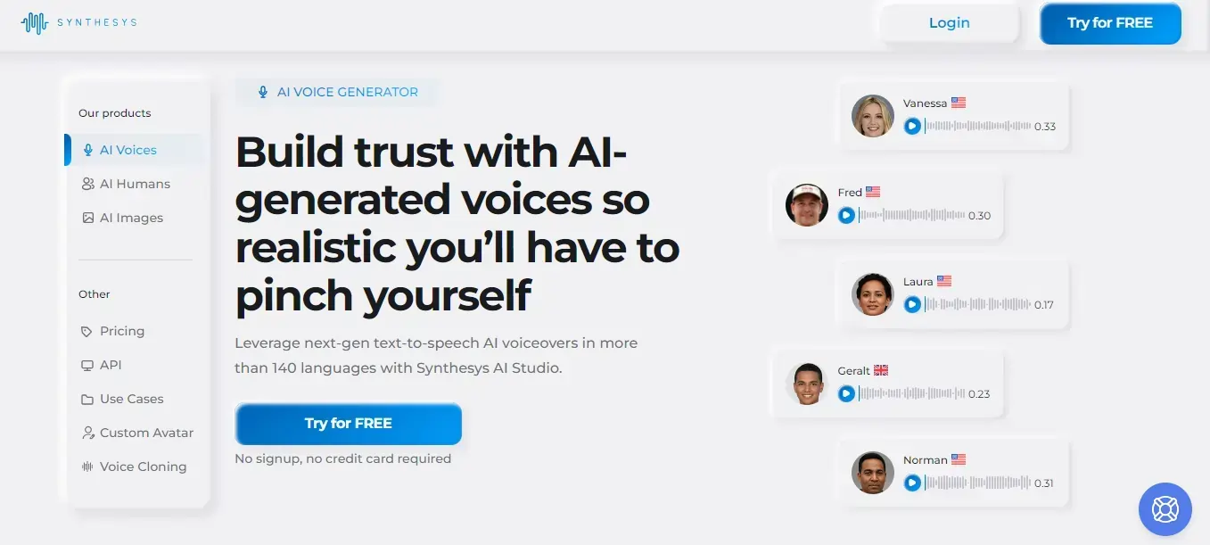 AI voice generator by Synthesys