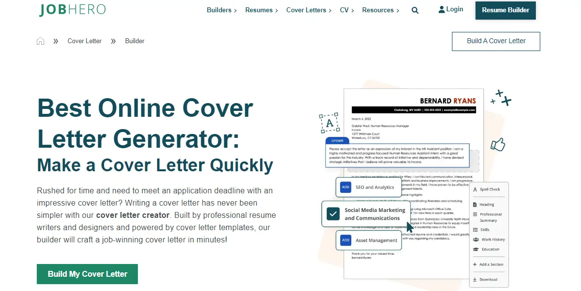 JobHero AI Cover Letter Generator
