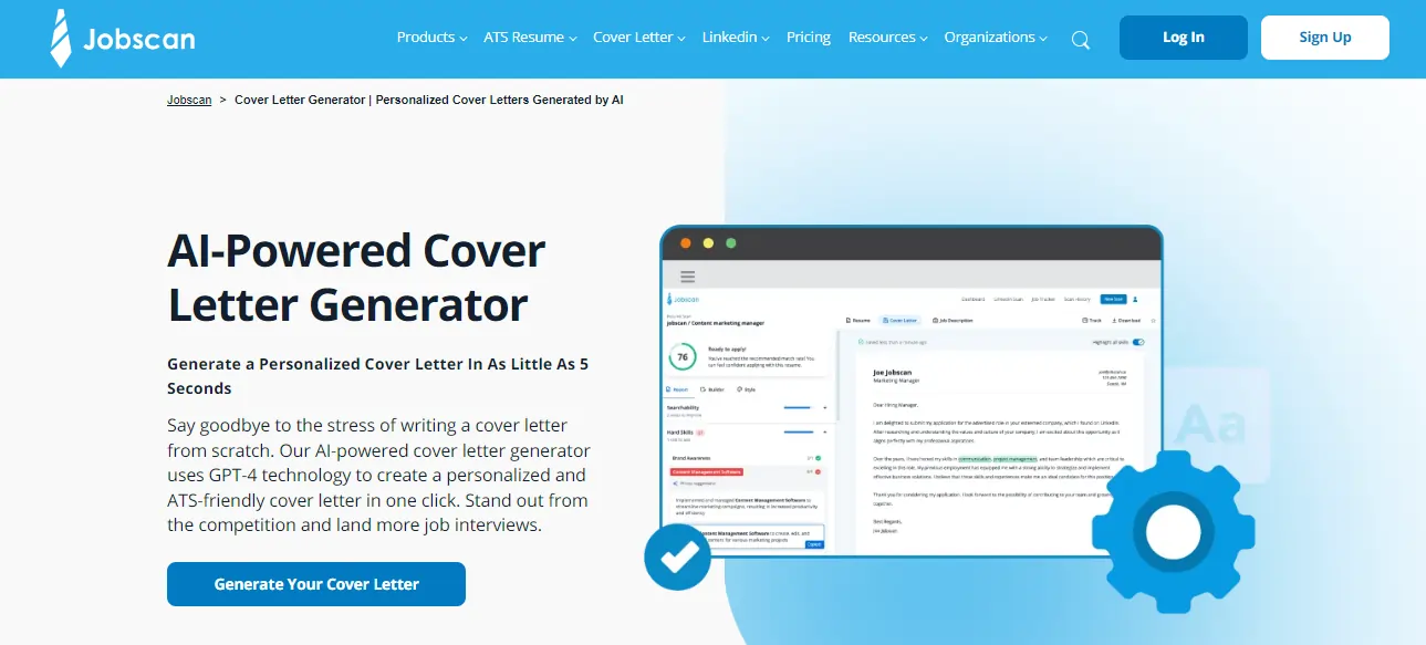 Jobscan AI Cover Letter Generator