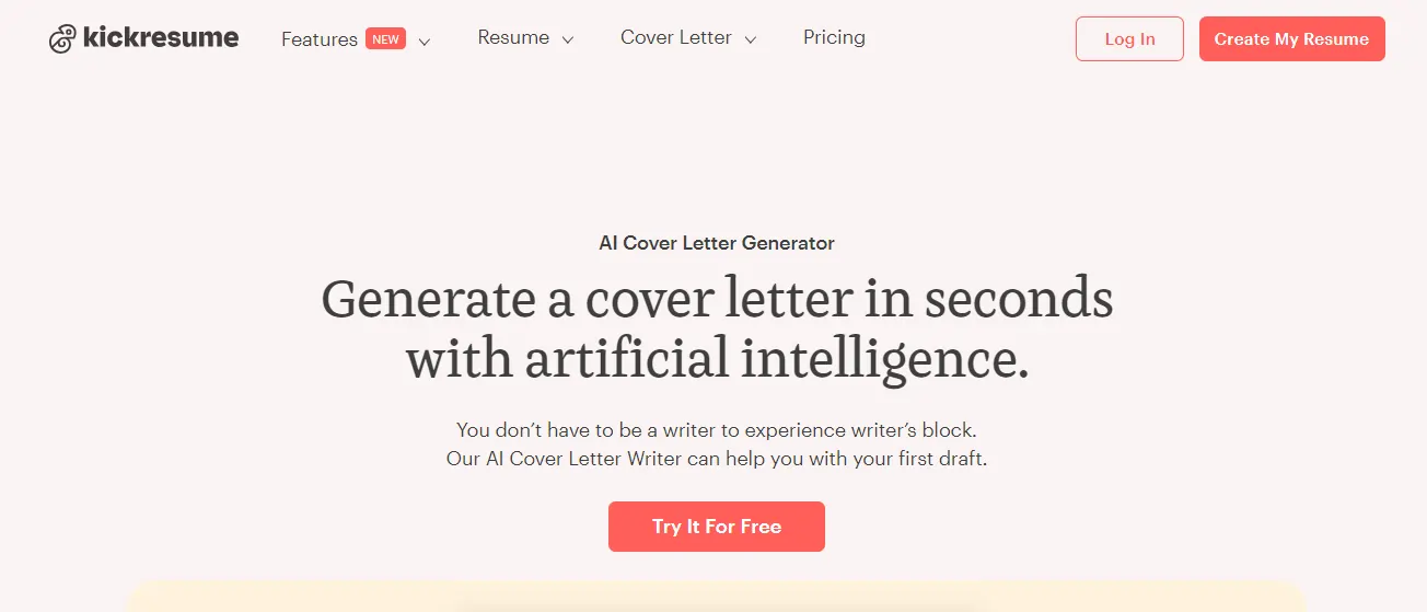 Kickresume AI Cover Letter Generator