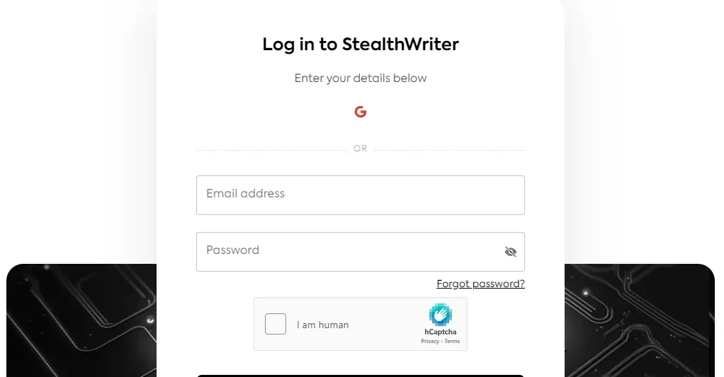StealthWriter log in