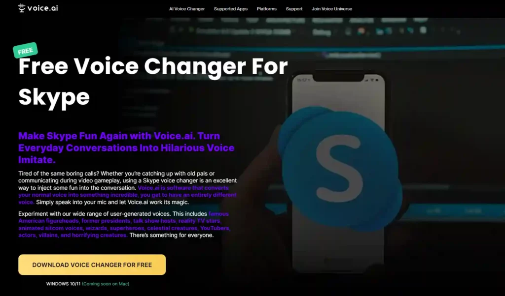 Voice.ai Skype Voice Changer