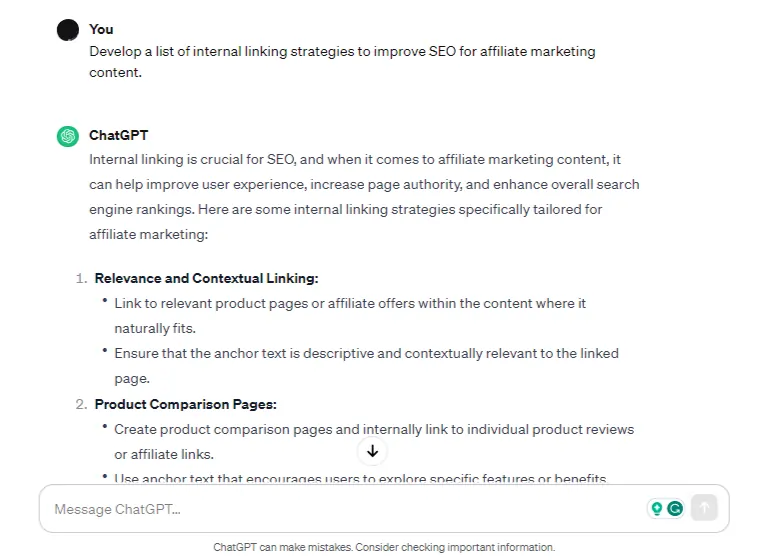 Affiliate Marketing SEO Strategy Prompt- ChatGPT