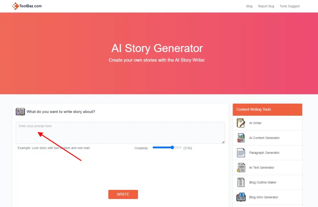 Generate stories with ToolBaz AI