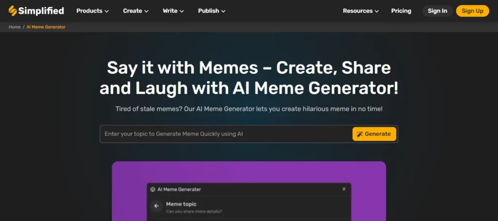 Simplified Ai Meme Generator
